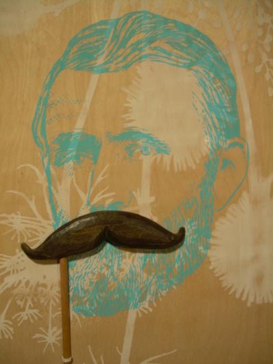 Carved Wood Mustache on a Stick