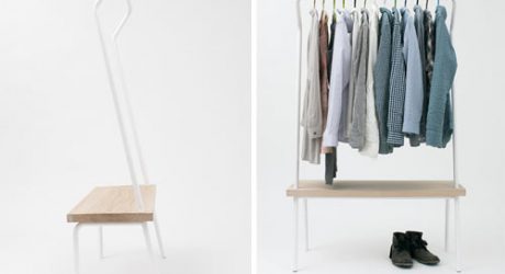 Ugao: A Clothes Rack That Saves Space in the Corner of a Room - Design Milk