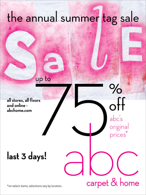 Reminder: ABC Carpet & Home Summer Tag Sale