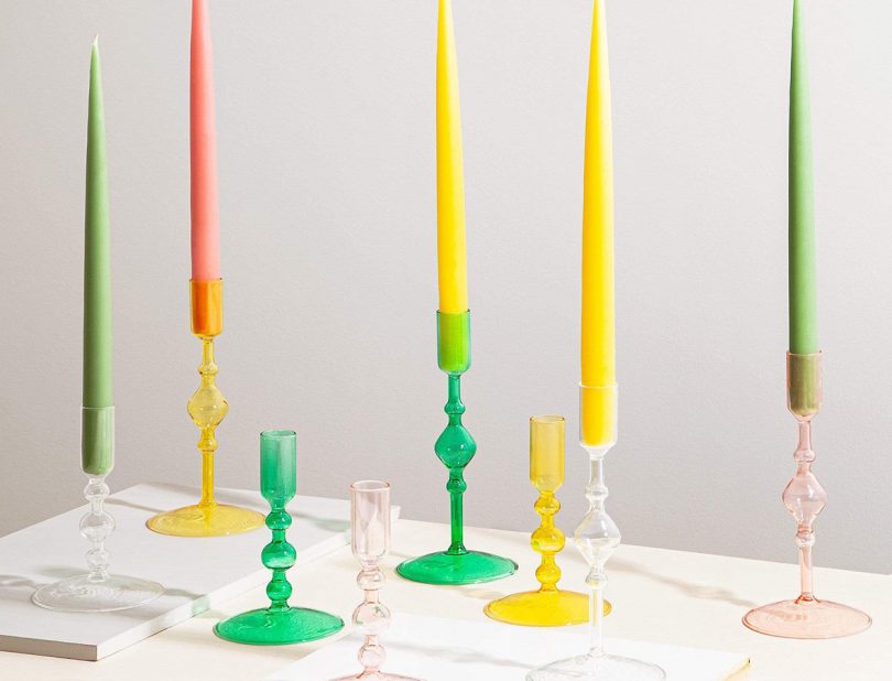 poketo glass candlestick holders