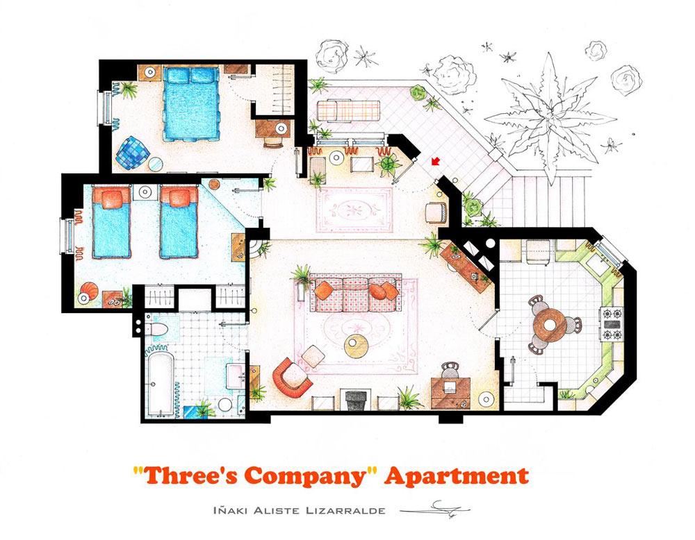 Lizarralde TV Floorplan 1 Threes Company