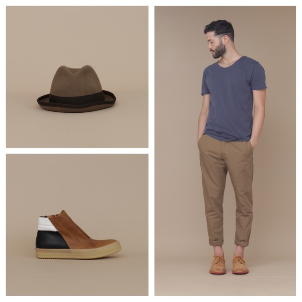 Clockwise from top left: Hope hat, Hope tee and trousers with Mark McNairy New Amsterdam derbies, Rick Owens shoes