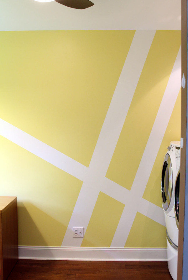 Geometric Wall Mural Laundry Room Makeover Design Milk