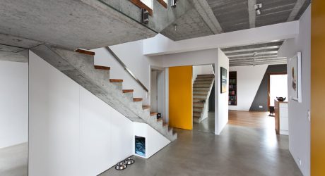 Cool Gray Meets Happy Yellow in This Angular Interior