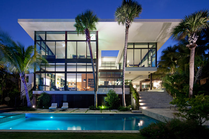 Glass Front Residence on the Water in Coral Gables