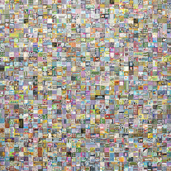 Play It Again | 2013 | Discarded lottery tickets on canvas | 183cm x 183cm / 72” x 72”