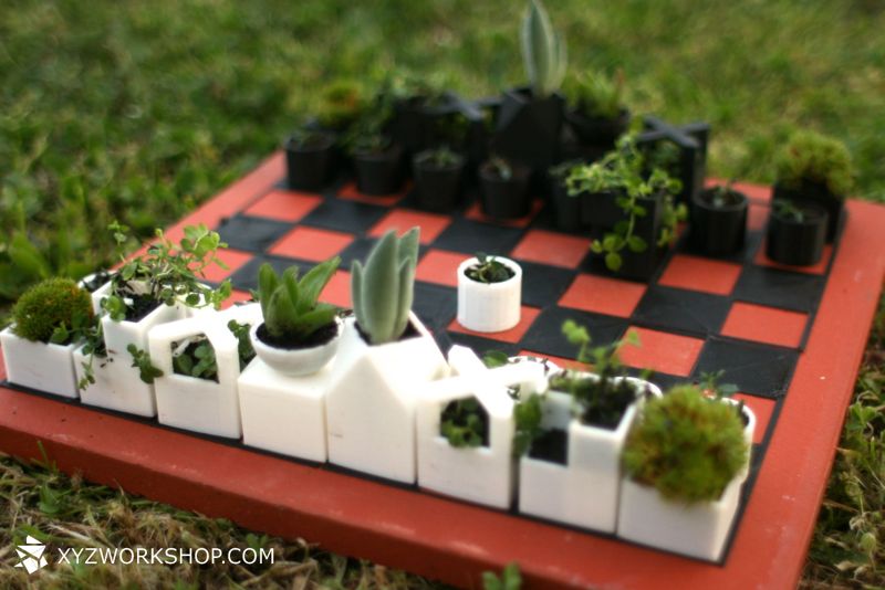 A 3D Printed Chess Set That’s Also a Micro Planter