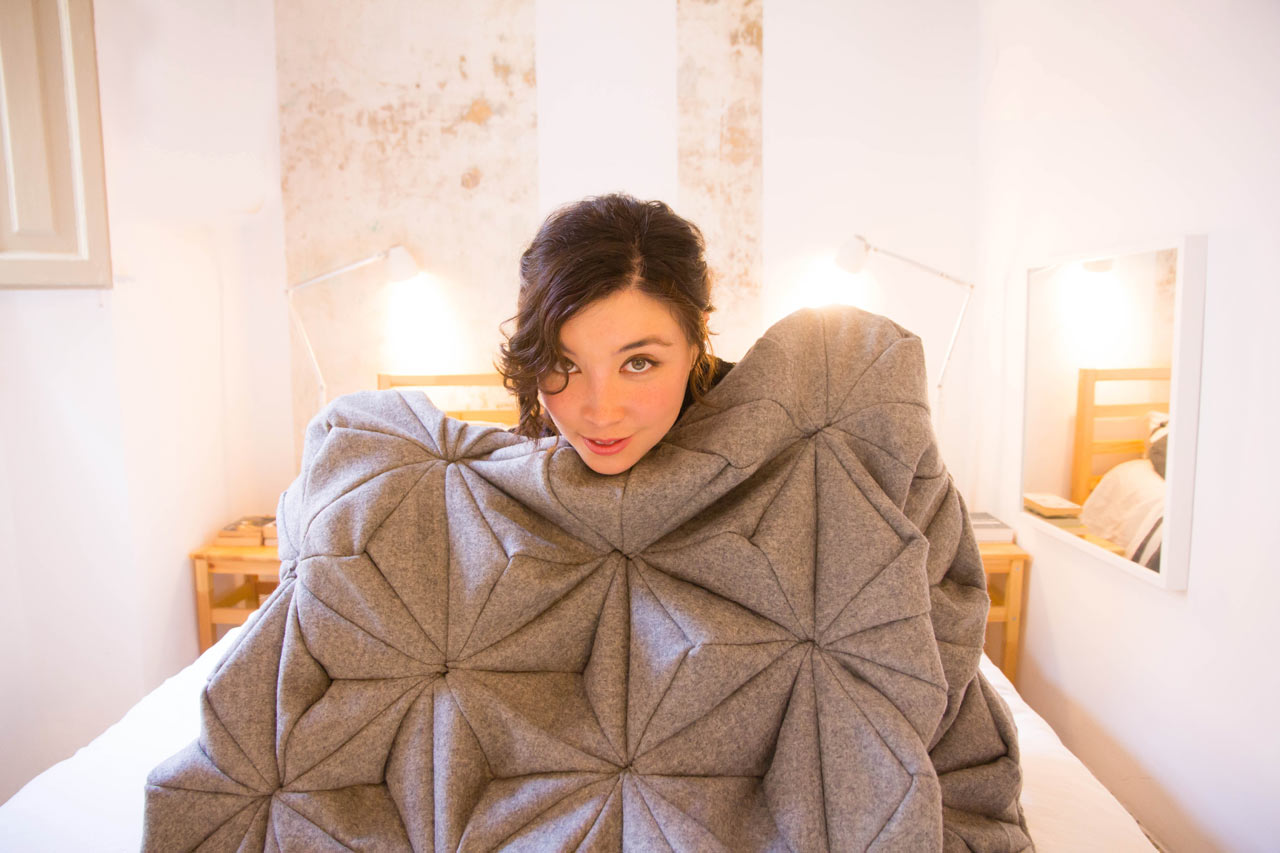 A Wool Blanket Inspired by Origami