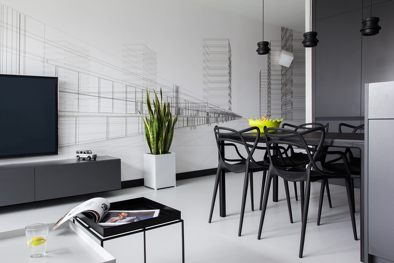 A Modern, Black & White Apartment in Poland