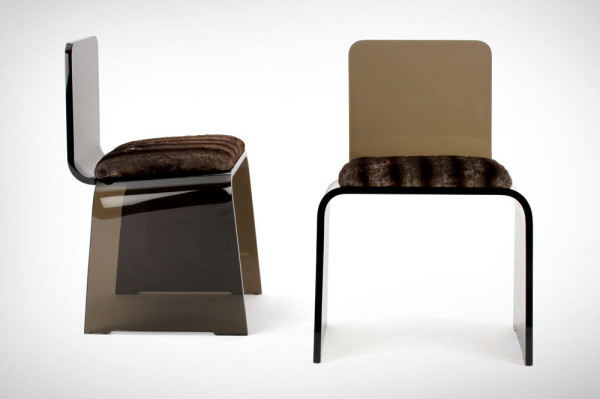 Smoke bronze acrylic chairs for Designlush / DIFFA