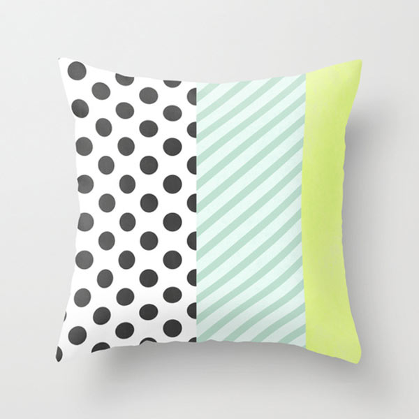 Giant White on Black and Orange Striped Polka Dot Pattern | Throw Pillow