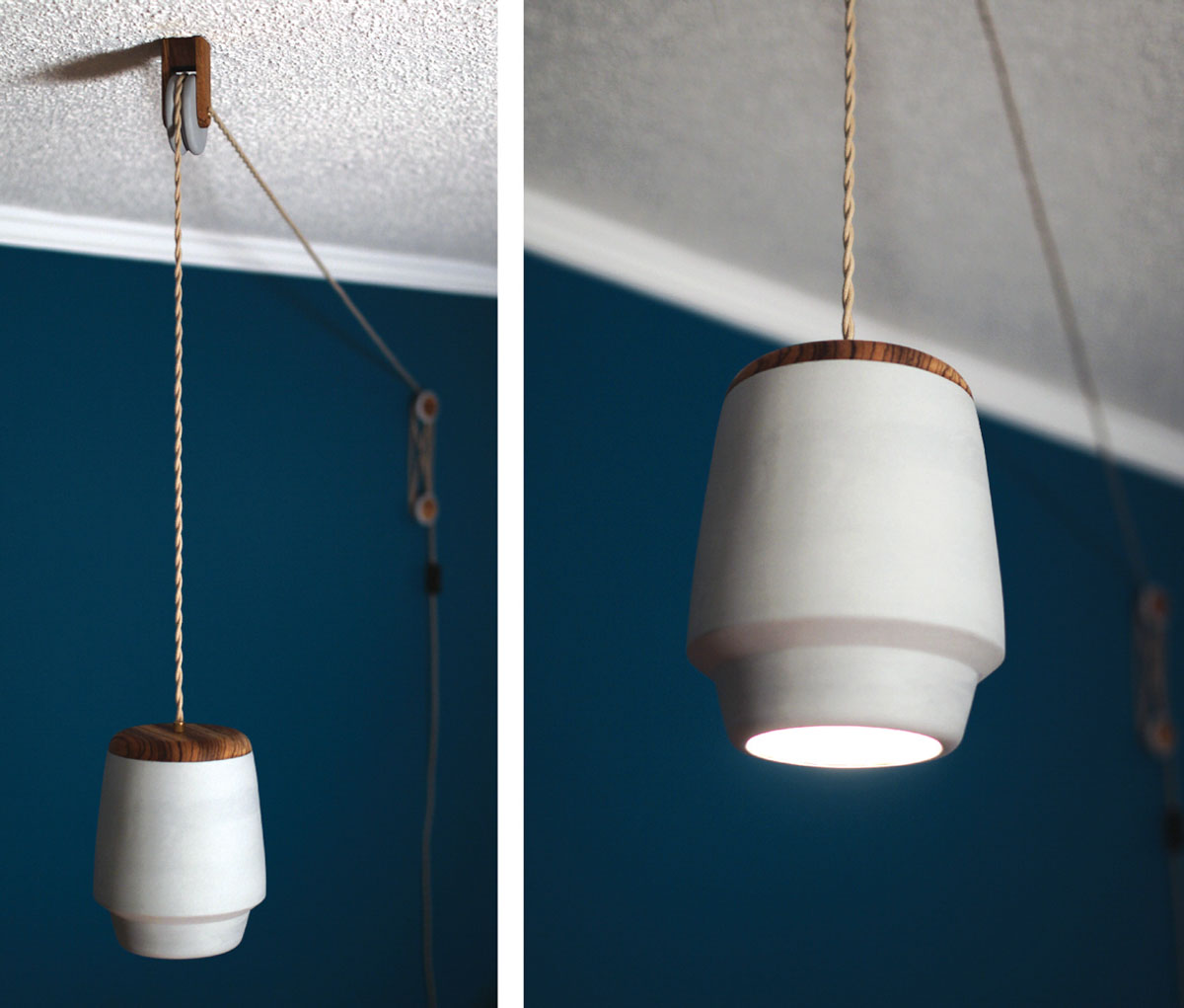 pendant lights on a pulley system