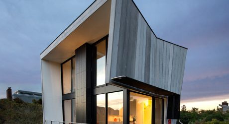 A Two-Story Beach House with a Small Footprint