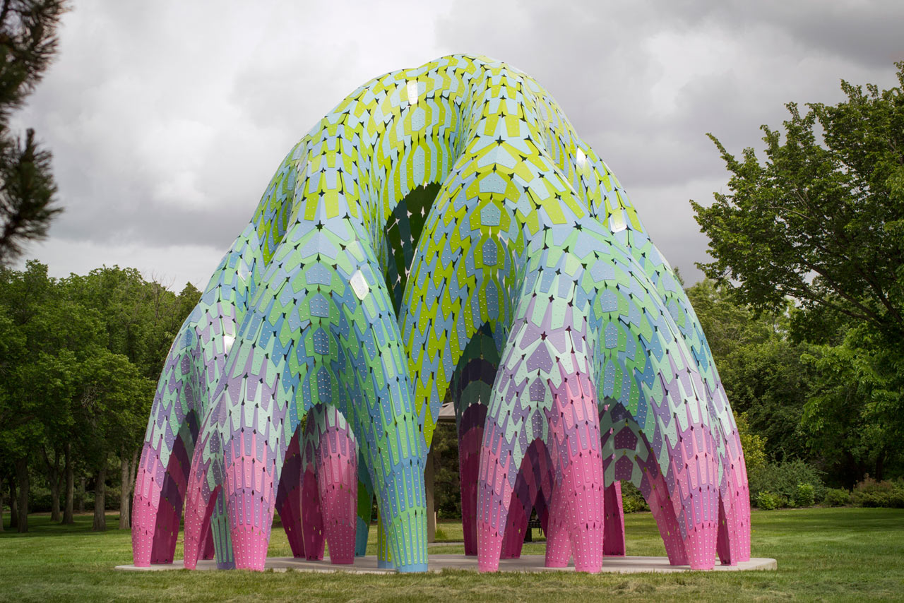 Outdoor Architectural Pavilion Made of Self-Supported Shells