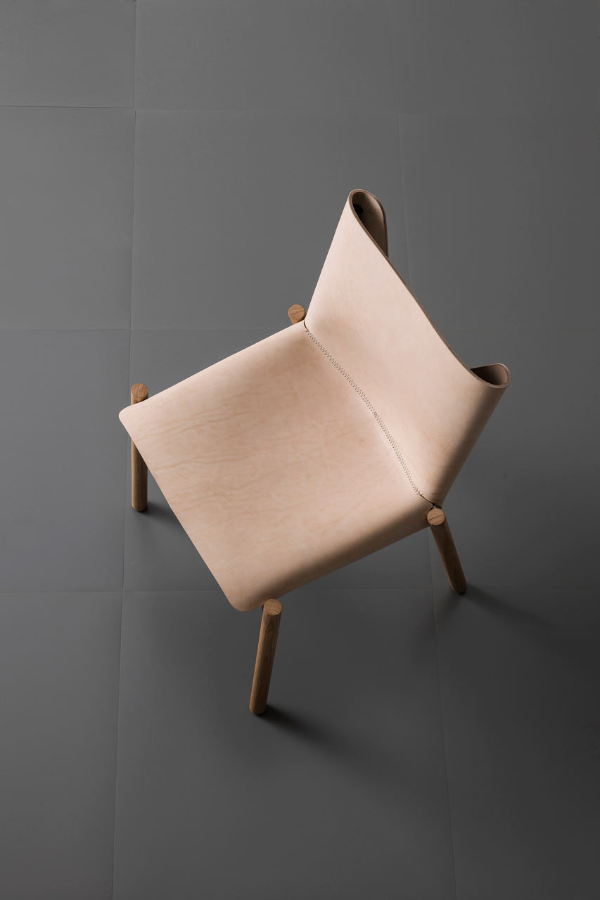 Kristalia Leather and Wood Chair