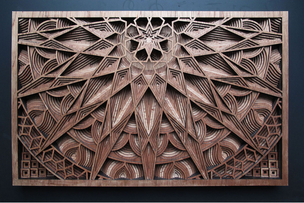 Intricate Laser Cut Wood Relief Sculptures by Gabriel Schama