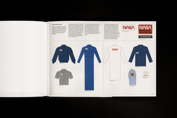Rendering of a page spread from the NASA Graphics Standards Manual Reissue
