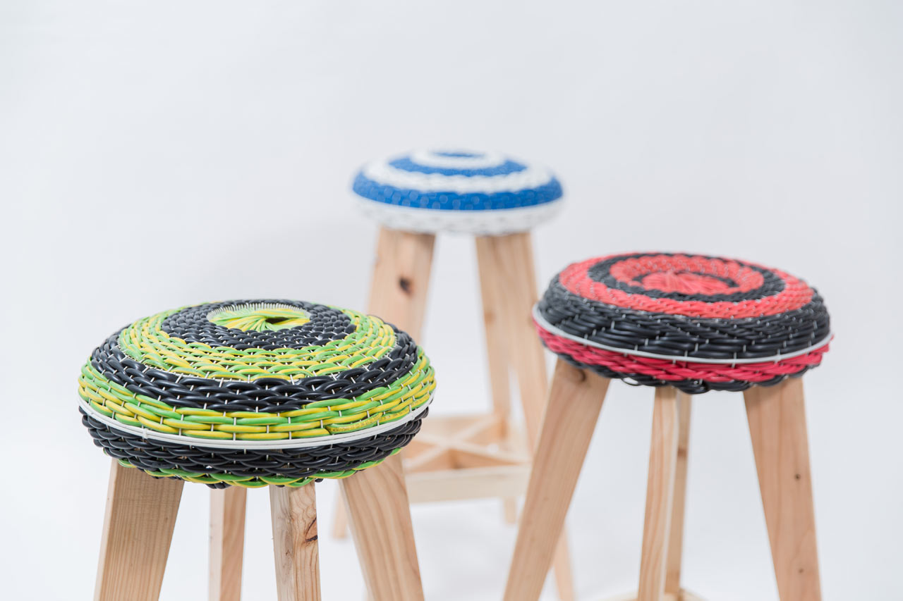 Stools Made From Discarded Fans and Scrap Wire