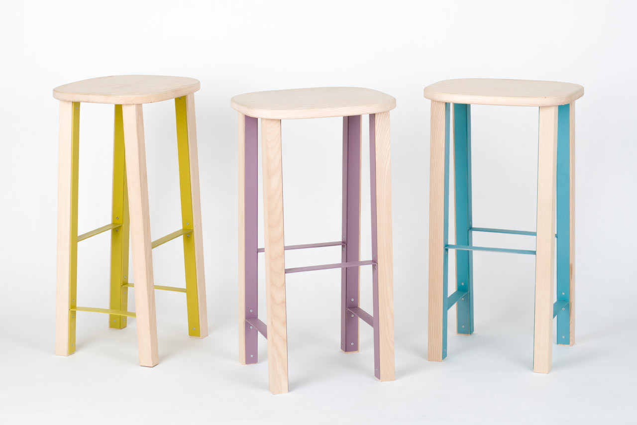 A Flat-Pack, Wooden Stool with a Metal Structure