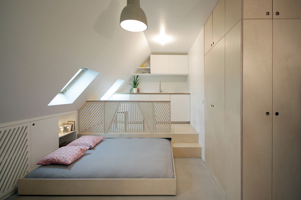 An Old Attic Apartment Goes Modern