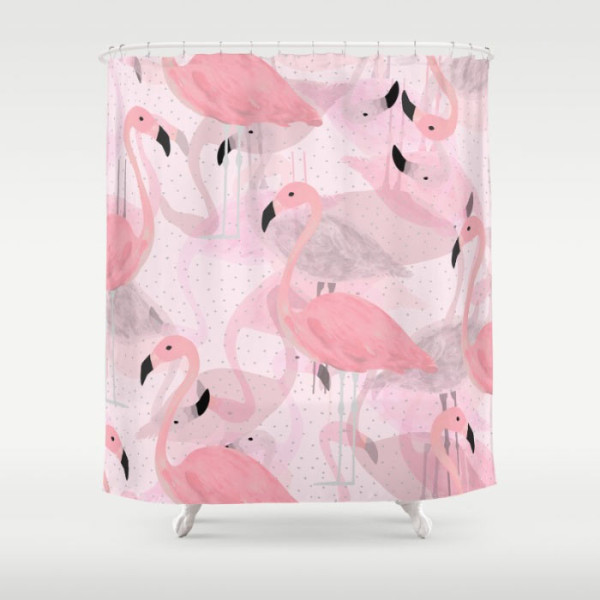 flamingo-pattern-shower-curtain