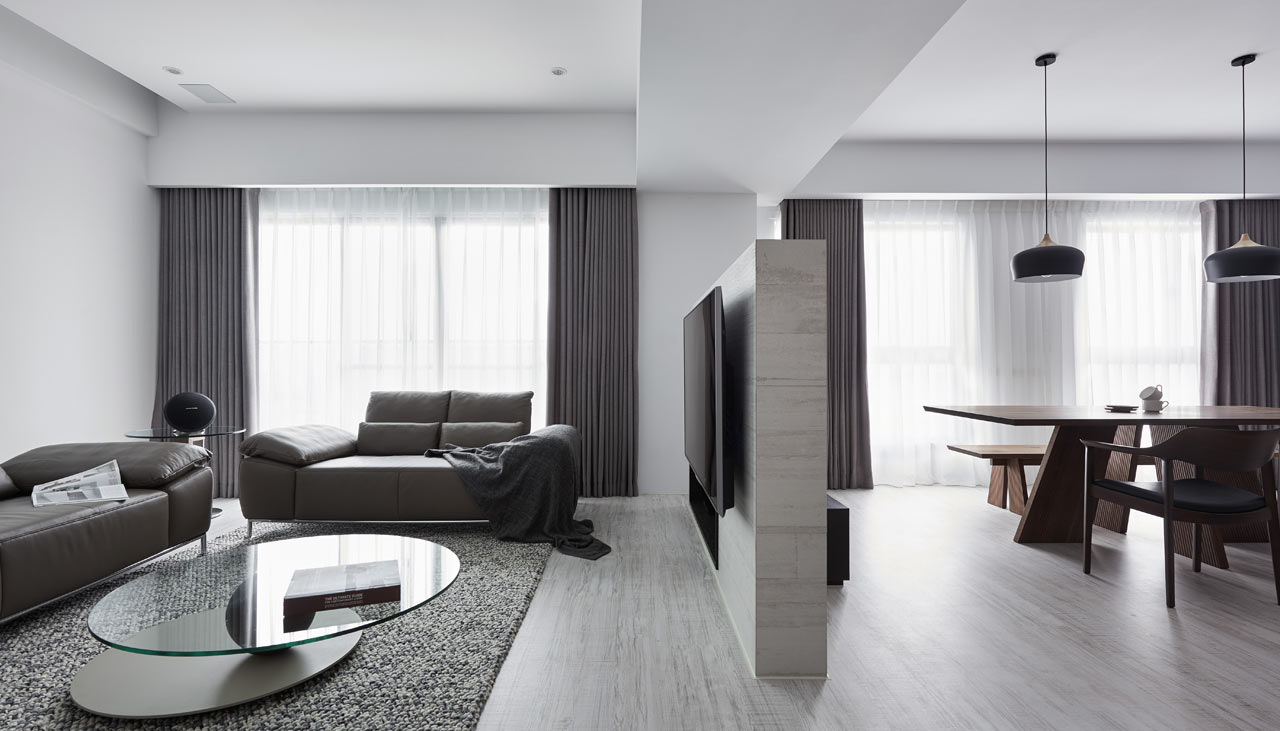 L Residence: A Monochromatic Modern Apartment in Taichung