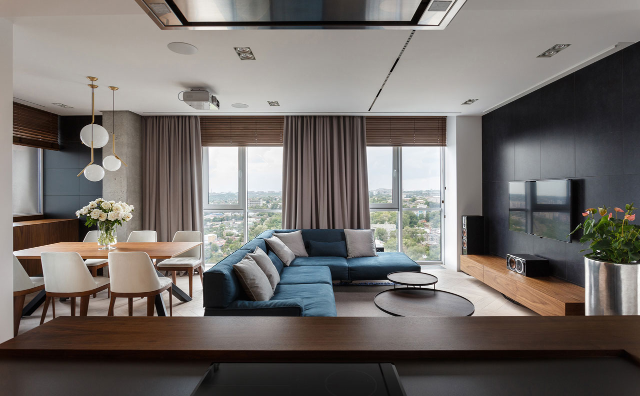Two Apartments Become One with Views of the Dnipro River