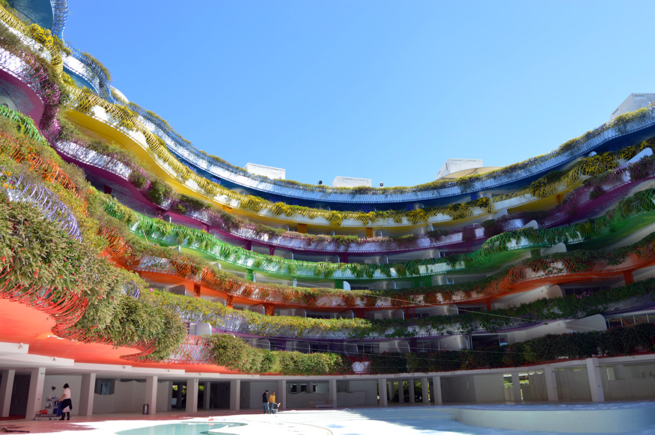A Glam Apartment Inside a Technicolor Building in Ibiza