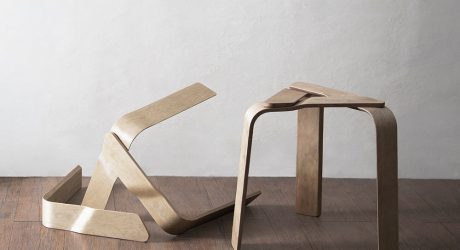 A Bent Plywood Stool Held Together with Strong Magnets