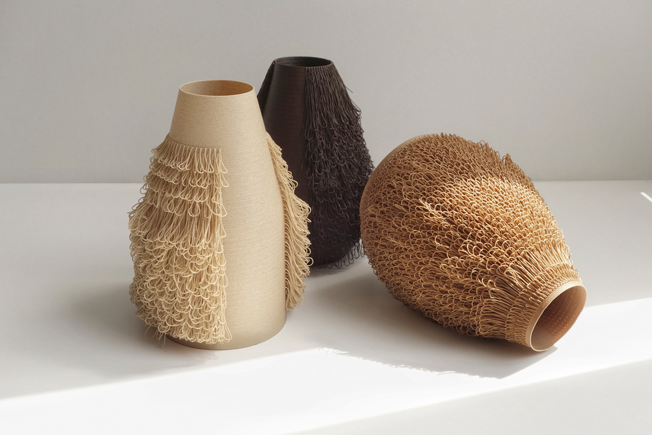 Poilu Vases Are 3D Printed with Implanted “Hair”