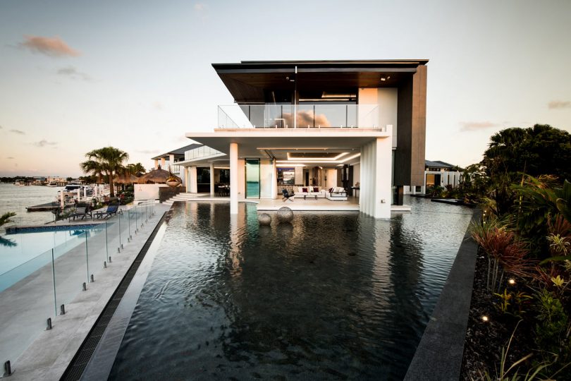A Resort-Like Home on a Canal Surrounded by an Artificial Lagoon