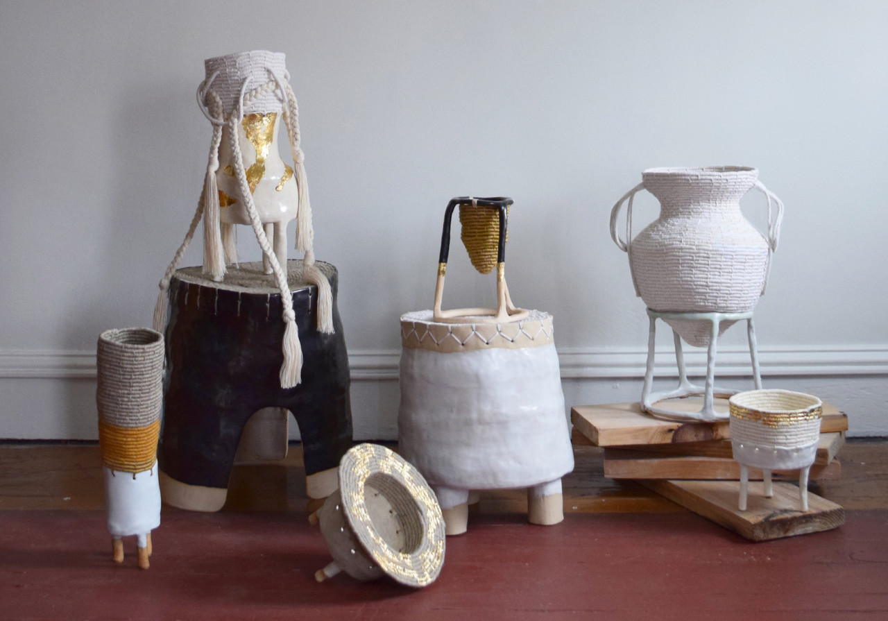 Karen Gayle Tinney Incorporates Mixed Fiber and Ceramics in Her New One-Of-A-Kind Collection