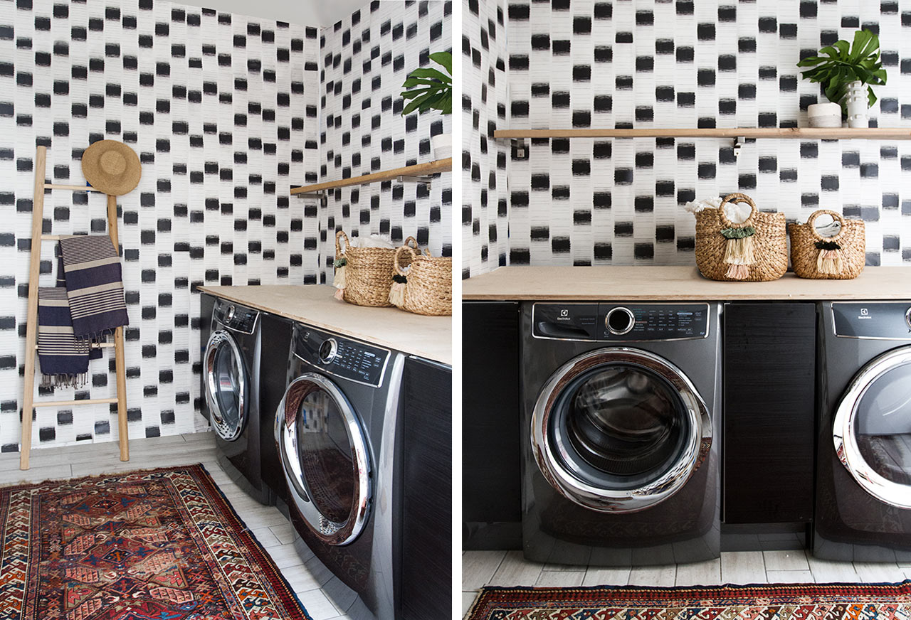 Laundry Room Makeover with Peel  Stick Wallpaper  On Sutton Place