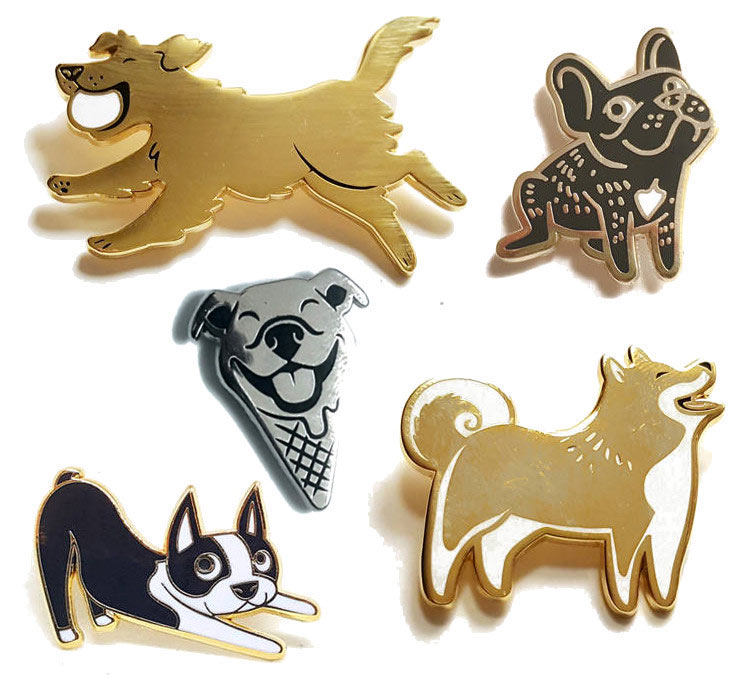 Enamel Dog Pins and Buttons from Lili Chin