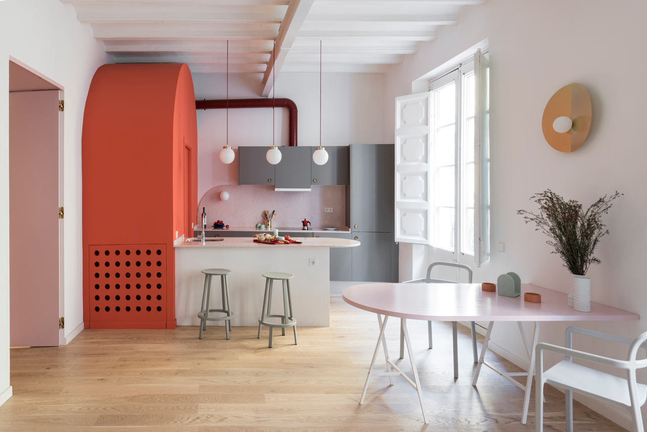 A Vibrant Barcelona Apartment That's On-Trend With Pink