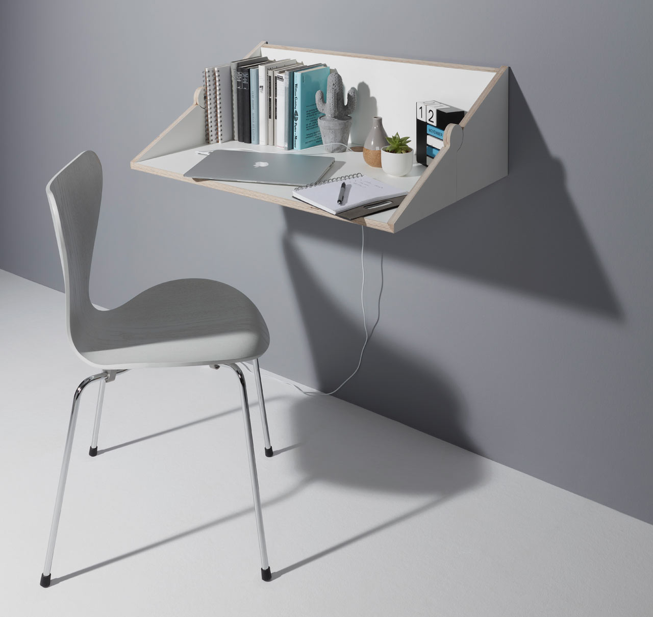 twofold Space Saving Wall Shelf/Desk Hybrid by studio michael hilgers