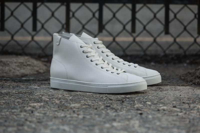 minimal white leather sneakers