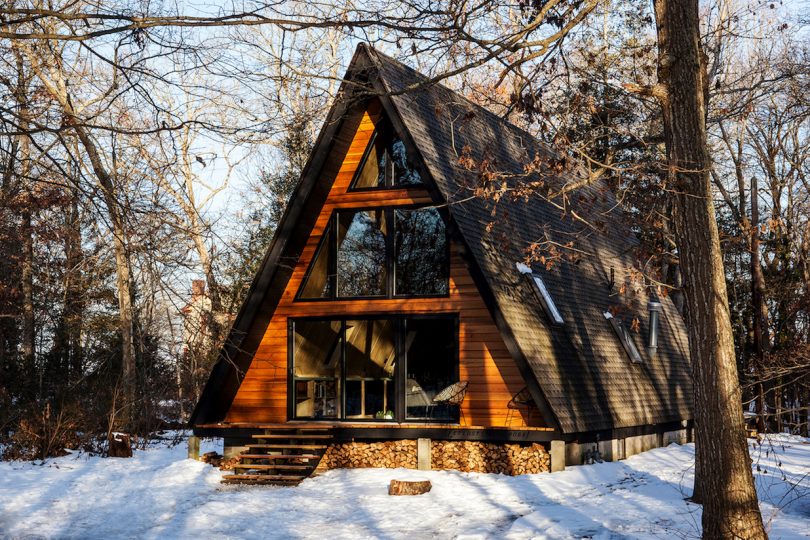 Take a Retreat to This Scandinavian Modern A-Frame Cabin In The Middle of the Woods