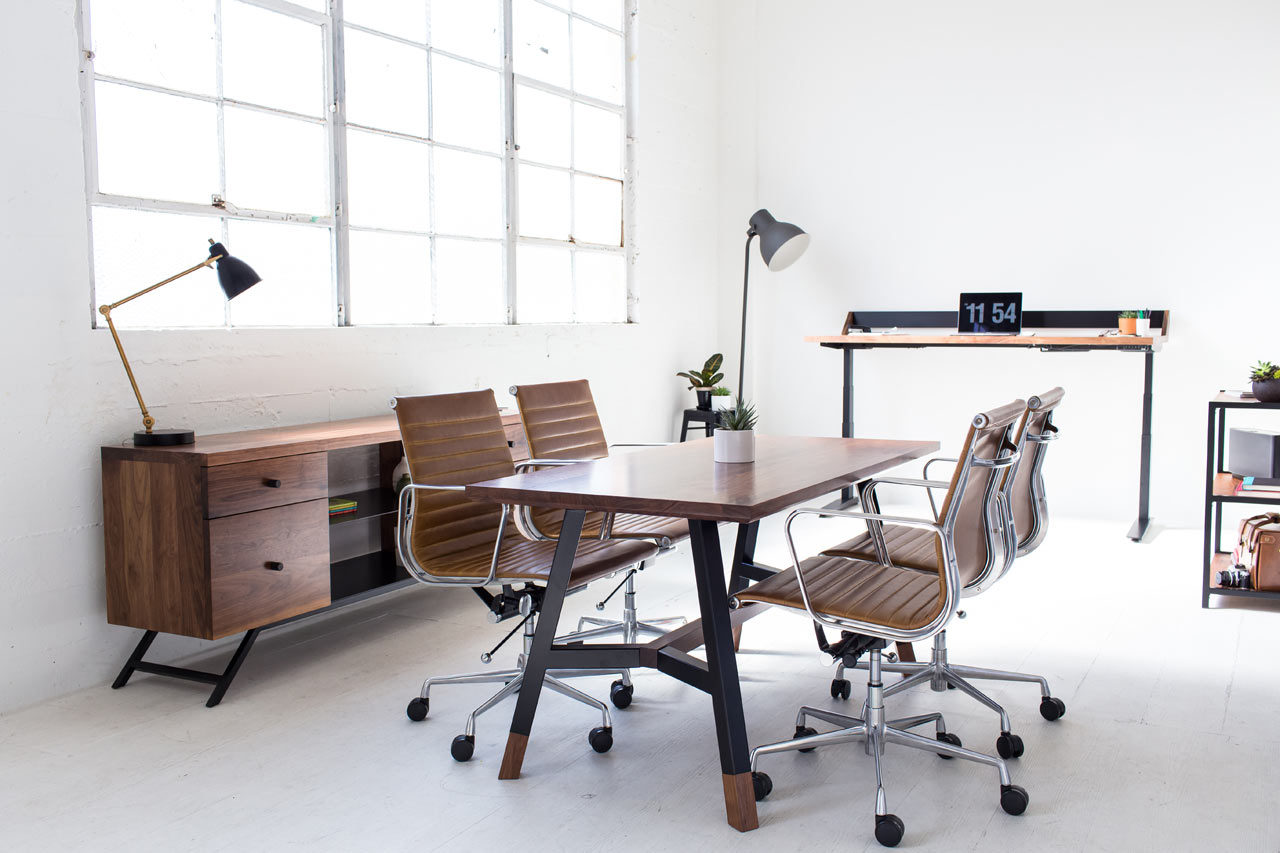 Harkavy Furniture Creates Modern Walnut \u0026 Steel Office Furniture  Design Milk