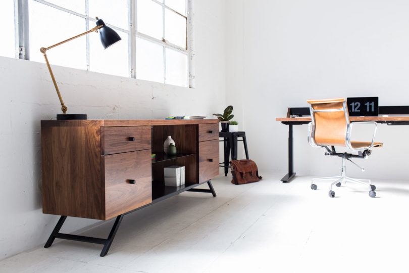 Harkavy Furniture Creates Modern Walnut Steel Office Furniture