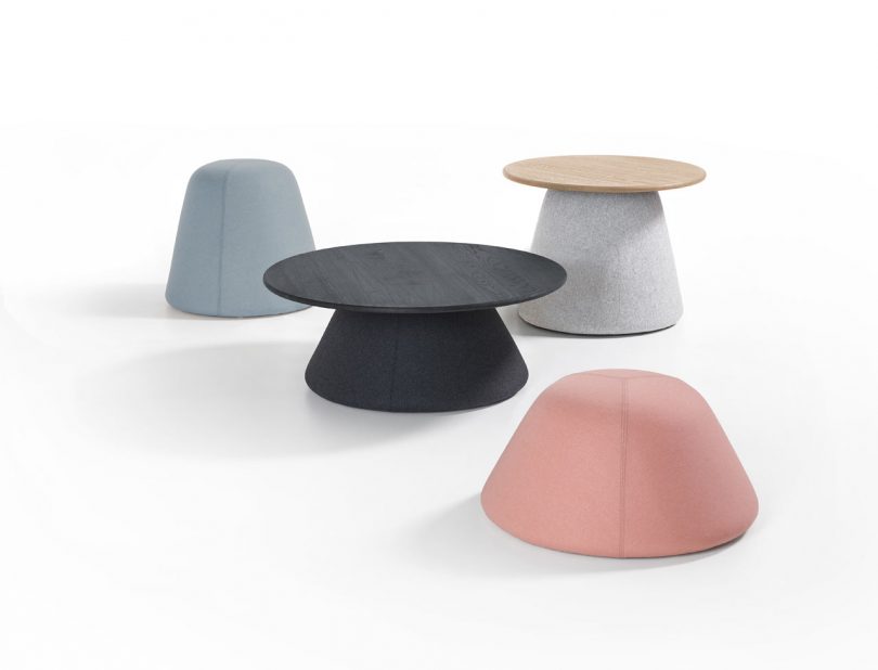 Terp Upholstered Tables and Poufs Inspired by Dutch Mounds