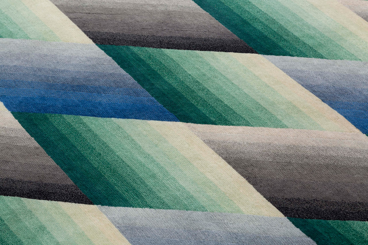 Patricia Urquiola's colour-blocked rugs create optical illusions