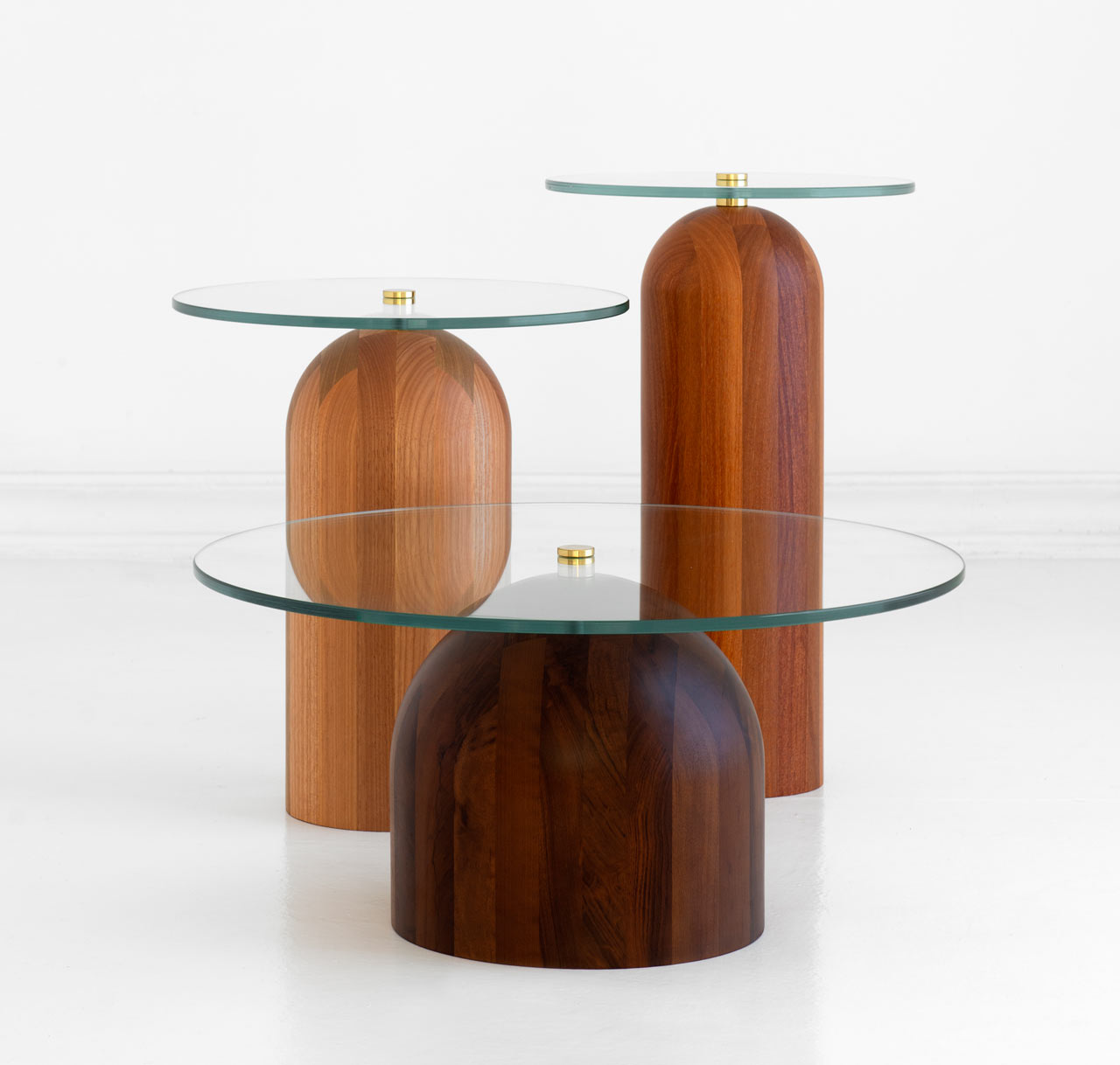 The Toco Table Combines Wooden Bases with Glass Tops