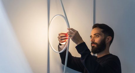 Wirering Is a Sculptural Light That Hovers Between a Wall and a Floor Lamp