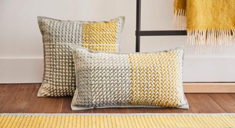 CANEVAS GEO Adds Oversized Cross-Stitching to Rugs and Pillows