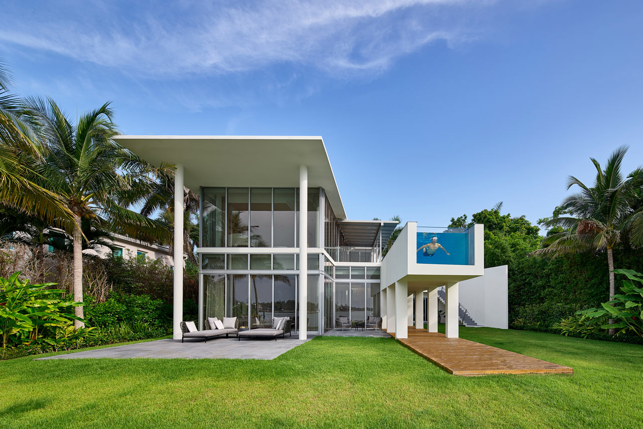 A Waterfront Home on Biscayne Bay with a Dramatic Cantilevered Pool