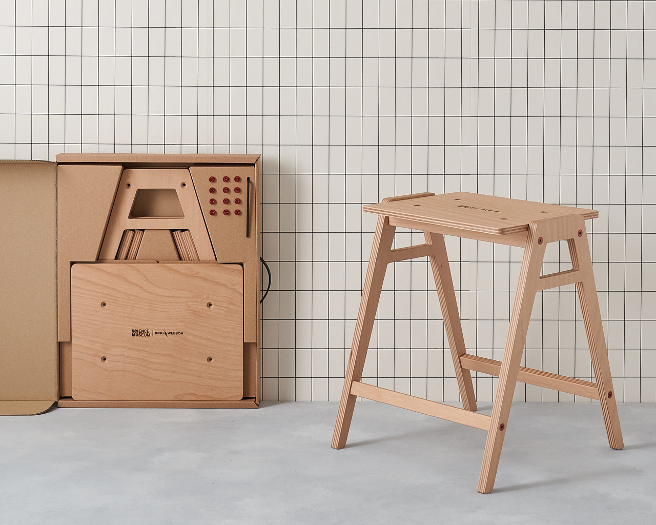 The Stackable, Flat-Pack Lab Stool by King & Webbon