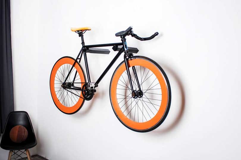 wooden wall bike rack