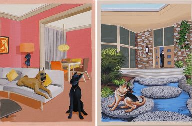 Mid-Century Modern Dog Paintings by Linda Tillman