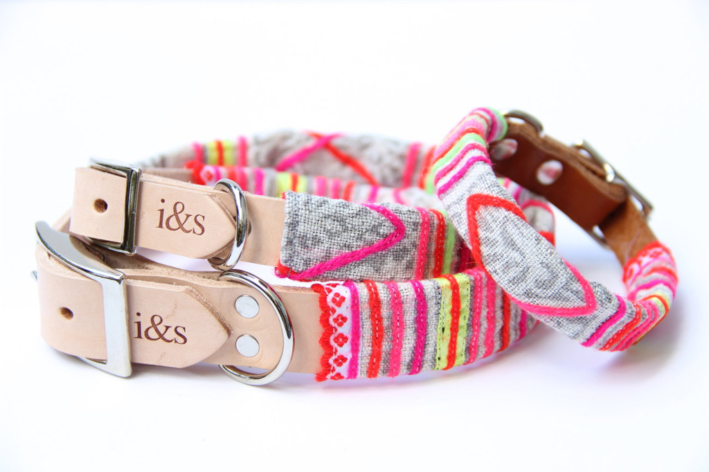 Embroidered Leather Dog Collars from Ike & Stella